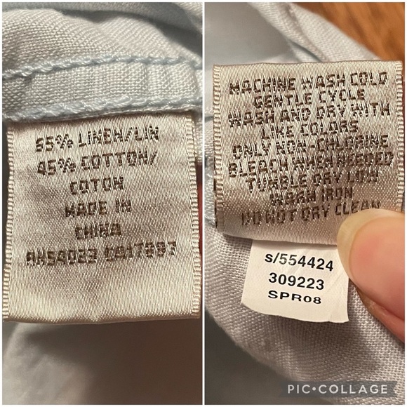 Old Navy light baby blue linen cotton blend short sleeve button up shirt XXL - Picture 12 of 15